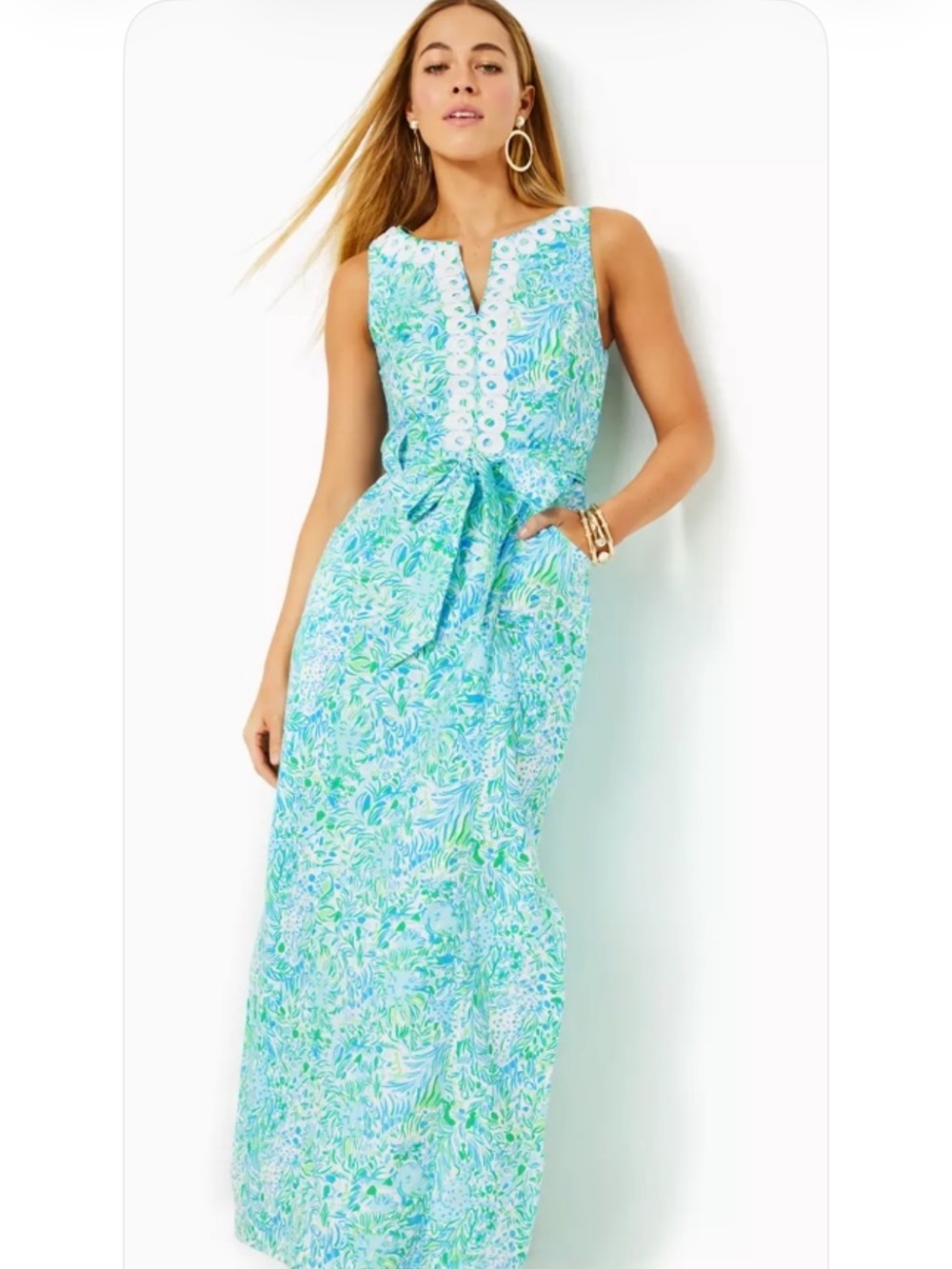 Lilly Pulitzer Gulianna Maxi Dress in Hydra Blue Dandy Lions EUC